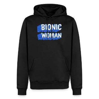 Hüft-OP-Shirt, Bionic Woman Tee, Bionic - Männer Premium Bio Hoodie - Schwarz - Vorne - Nico (187cm)