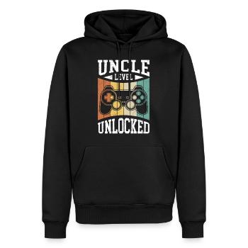 Niveau oncle débloqué meilleur oncle - Sweat à capuche Premium bio Homme - noir - Devant - Nico (187cm)
