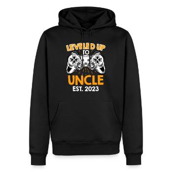 Niveau jusqu’à Oncle 2023 - Sweat à capuche Premium bio Homme - noir - Devant - Nico (187cm)