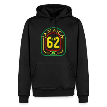 Jamaica Shirt, Jamaica 62 Jamaican Flag Design - Men’s Premium Organic Hoodie - black - Front - Nico (187cm)