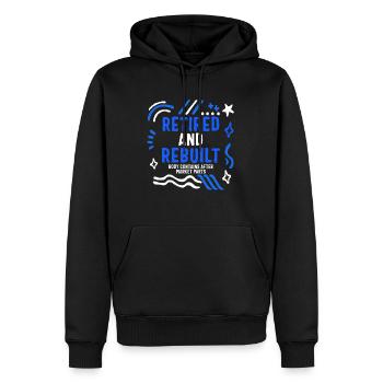 Hüft- und Knie-OP-Shirt, ausgemustert und umgebaut - Männer Premium Bio Hoodie - Schwarz - Vorne - Nico (187cm)