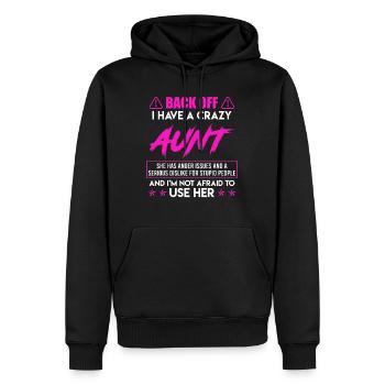 Caution I have a crazy aunt Super aunt - Men’s Premium Organic Hoodie - black - Front - Nico (187cm)