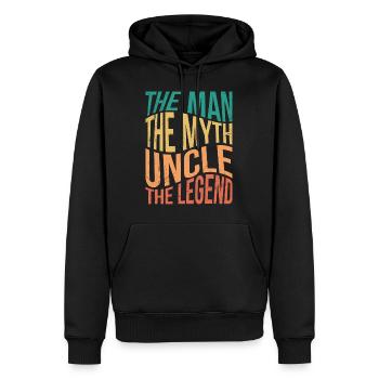 L’homme du mythe la légende Oncle - Sweat à capuche Premium bio Homme - noir - Devant - Nico (187cm)