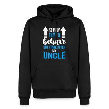 Ich komme nach meinem Onkel - Männer Premium Bio Hoodie - Schwarz - Vorne - Nico (187cm)