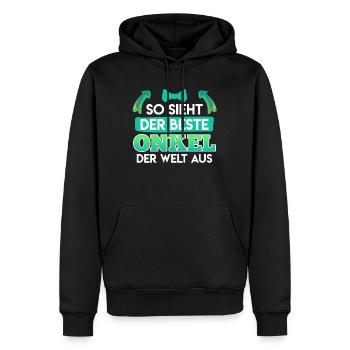 So sieht der beste Onkel der Welt aus - Männer Premium Bio Hoodie - Schwarz - Vorne - Nico (187cm)