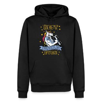 Meilleur oncle de tous les temps Bodybuilder Oncle Licorne Oncle - Sweat à capuche Premium bio Homme - noir - Devant - Nico (187cm)