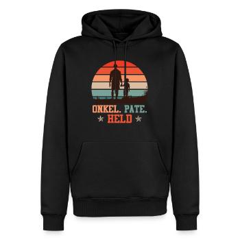 Onkel Pate Held Onkel Spruch - Männer Premium Bio Hoodie - Schwarz - Vorne - Nico (187cm)