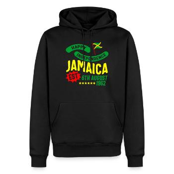 Jamaika Hemd, Happy Independence Jamaika Flagge - Männer Premium Bio Hoodie - Schwarz - Vorne - Nico (187cm)