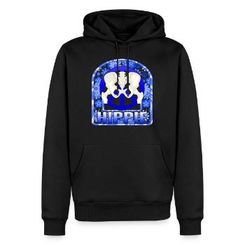Hüft-OP-Shirt, Hippie Blumen-Tee, Bionic - Männer Premium Bio Hoodie - Schwarz - Vorne - Nico (187cm)