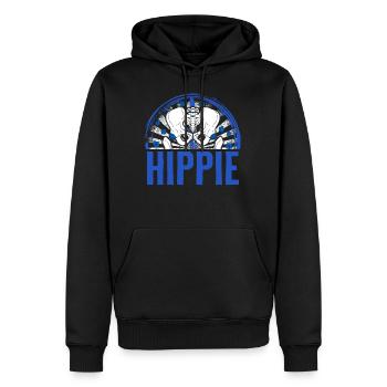 Hüft-OP-Shirt, Hippie Blumen-Tee, Bionic - Männer Premium Bio Hoodie - Schwarz - Vorne - Nico (187cm)