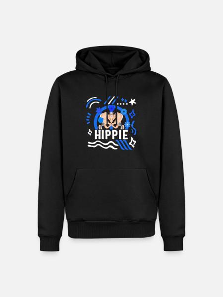 Hüft-OP-Shirt, Hippie Blumen-Tee, Bionic - Männer Premium Bio Hoodie - Schwarz