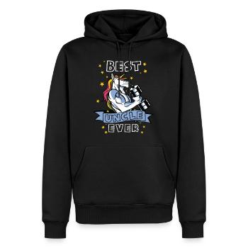 Meilleur oncle de tous les temps Bodybuilder Oncle Licorne Oncle - Sweat à capuche Premium bio Homme - noir - Devant - Nico (187cm)