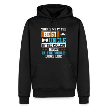 Meilleur oncle de la nièce la plus cool du monde - Sweat à capuche Premium bio Homme - noir - Devant - Nico (187cm)