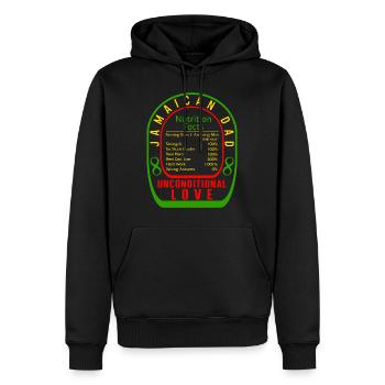 Jamaica Shirt, Jamaican Dad Nutrition Facts Tee, - Men’s Premium Organic Hoodie - black - Front - Nico (187cm)