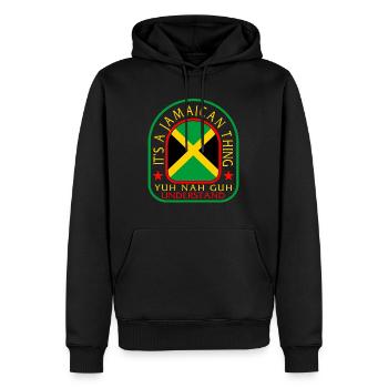 Chemise jamaïcaine, c’est un design de drapeau jamaïcain - Sweat à capuche Premium bio Homme - noir - Devant - Nico (187cm)