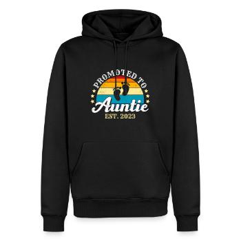 Promoted to Auntie 2023 Promotion Best Aunt - Men’s Premium Organic Hoodie - black - Front - Nico (187cm)
