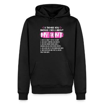 Ce que vous devez savoir sur ma tante - Sweat à capuche Premium bio Homme - noir - Devant - Nico (187cm)