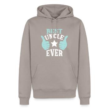Best Uncle Ever - Men’s Premium Organic Hoodie - taupe - Front - Nico (187cm)