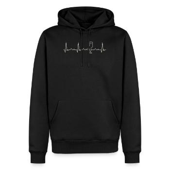 Pareja beso romántico. Corazón. Amor. Ekg. - Sweat à capuche Premium bio Homme - noir - Devant - Nico (187cm)