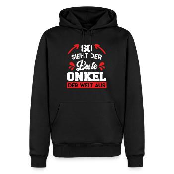 So sieht der beste Onkel der Welt aus - Männer Premium Bio Hoodie - Schwarz - Vorne - Nico (187cm)