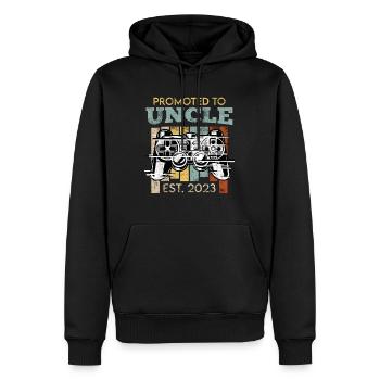 Onkel 2023 Befördert zum Onkel - Männer Premium Bio Hoodie - Schwarz - Vorne - Nico (187cm)