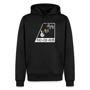 Chemise de course, drapeau à damier Peace Love Racecar - Sweat à capuche Premium bio Homme - noir - Devant - Nico (187cm)