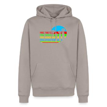 Taiwan Shirt, Free Tibet Protest Faust Tee, - Männer Premium Bio Hoodie - Taupe - Vorne - Nico (187cm)