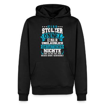 Stolzer Onkel einer fantastischen Nichte - Männer Premium Bio Hoodie - Schwarz - Vorne - Nico (187cm)