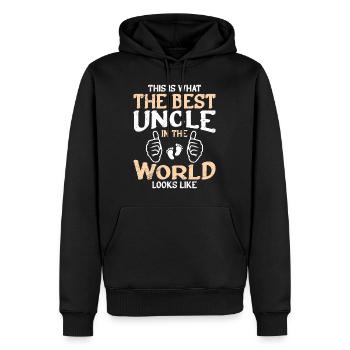 So sieht der beste Onkel der Welt aus - Männer Premium Bio Hoodie - Schwarz - Vorne - Nico (187cm)