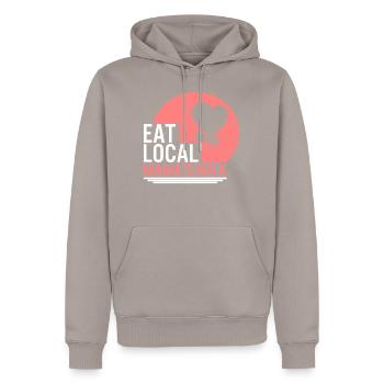 Stillhemd, lokale Mamas Milchtee essen, - Männer Premium Bio Hoodie - Taupe - Vorne - Nico (187cm)