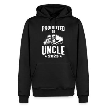 Promu Oncle 2023 - Sweat à capuche Premium bio Homme - noir - Devant - Nico (187cm)