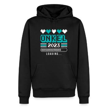 Onkel 2023 loading - Männer Premium Bio Hoodie - Schwarz - Vorne - Nico (187cm)