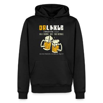 Buveur de bière Oncle Druncle - Sweat à capuche Premium bio Homme - noir - Devant - Nico (187cm)
