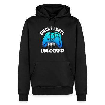 Onkel Level freigeschaltet Onkel - Männer Premium Bio Hoodie - Schwarz - Vorne - Nico (187cm)