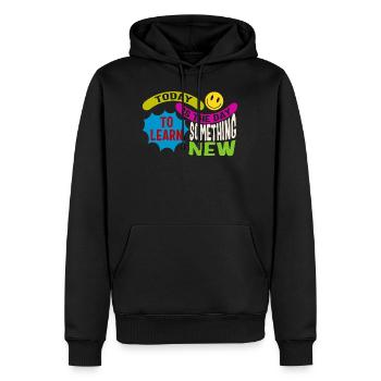 Chemise Positivity, aujourd’hui est le jour pour apprendre le tee, - Sweat à capuche Premium bio Homme - noir - Devant - Nico (187cm)