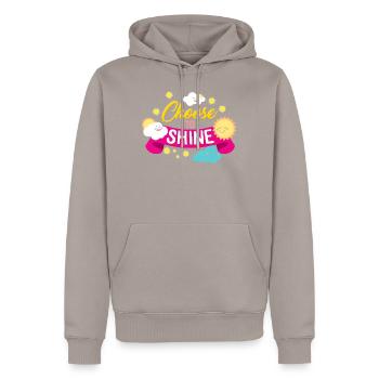 Positivity Shirt, Choose To Shine Clouds Sun Tee, - Men’s Premium Organic Hoodie - taupe - Front - Nico (187cm)