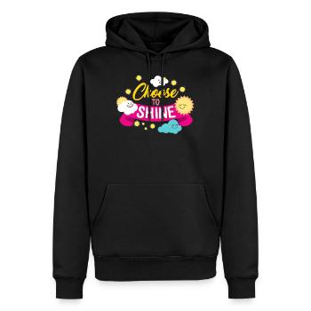Positivity Shirt, Choose To Shine Clouds Sun Tee, - Männer Premium Bio Hoodie - Schwarz - Vorne - Nico (187cm)