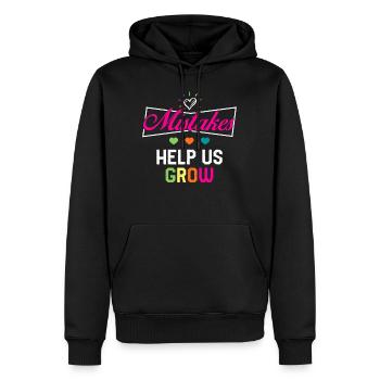 Positivity Shirt, Mistakes Help Us Grow Tee, - Men’s Premium Organic Hoodie - black - Front - Nico (187cm)