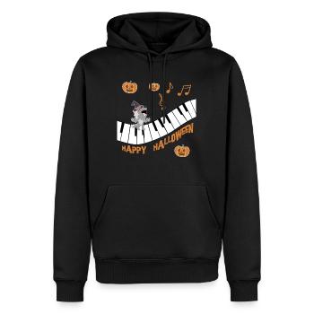 Werwolf mit Hexenhut Kürbis wünscht Happy Hallowee - Männer Premium Bio Hoodie - Schwarz - Vorne - Nico (187cm)