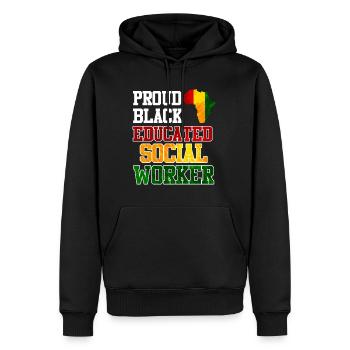 Africa Education I am a proud social worker - Men’s Premium Organic Hoodie - black - Front - Nico (187cm)