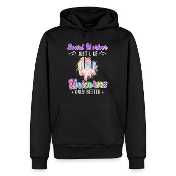Like unicorns, only better, social worker - Men’s Premium Organic Hoodie - black - Front - Nico (187cm)