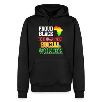 Africa Education I am a proud social worker - Men’s Premium Organic Hoodie - black - Front - Nico (187cm)