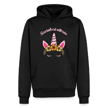 Einhorn Ich bin Sozialarbeiterin - Männer Premium Bio Hoodie - Schwarz - Vorne - Nico (187cm)