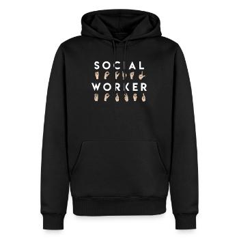 Betreuer in Gebärdensprache Sozialarbeiter - Männer Premium Bio Hoodie - Schwarz - Vorne - Nico (187cm)