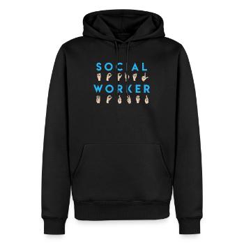 Betreuer in Gebärdensprache Sozialarbeiter - Männer Premium Bio Hoodie - Schwarz - Vorne - Nico (187cm)