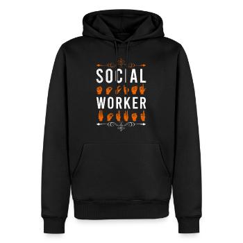 Gebärdensprache Ich bin Sozialarbeiter - Männer Premium Bio Hoodie - Schwarz - Vorne - Nico (187cm)