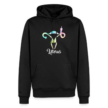 Mittelfinger Gebärmutter TShirt, Tye Die, Pro Choice - Männer Premium Bio Hoodie - Schwarz - Vorne - Nico (187cm)