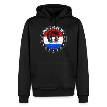 Pro Choice AF Shirt, Messy Bun, Middle Finger - Men’s Premium Organic Hoodie - black - Front - Nico (187cm)