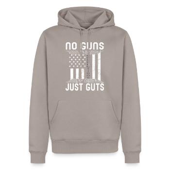 Chemise d’agent correctionnel, pas d’armes à feu, juste des tripes - Sweat à capuche Premium bio Homme - taupe - Devant - Nico (187cm)
