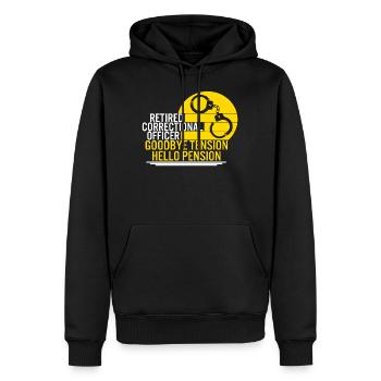 Correctional Officer Shirt, Goodbye Tension Hello - Men’s Premium Organic Hoodie - black - Front - Nico (187cm)